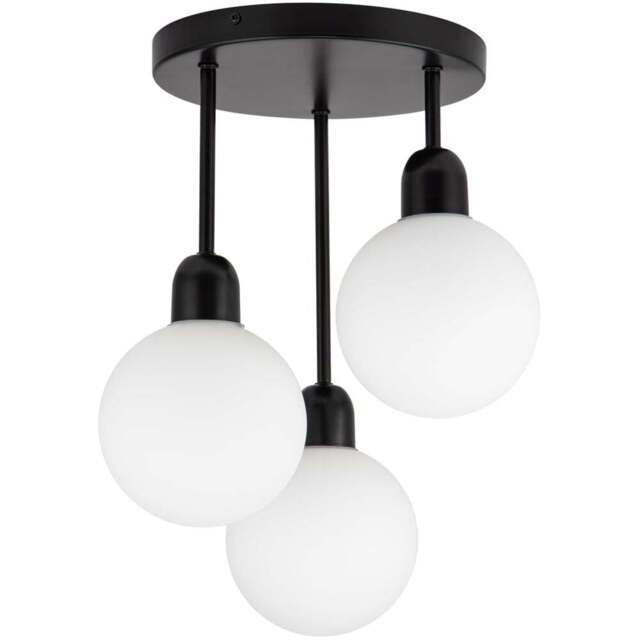 Cosylyte 3 Light Matt Black Opal Glass Ceiling Light - Size: 28 x 37 x 35cm - Wilko - image 1