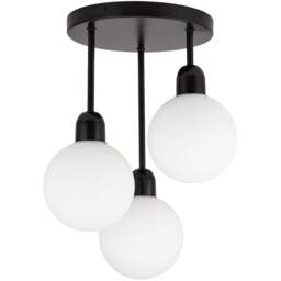 Cosylyte 3 Light Matt Black Opal Glass Ceiling Light - Size: 28 x 37 x 35cm - Wilko