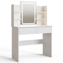 GFW Sadie 2 Drawer 4 Shelf White Dressing Table with LED Mirror - Size: 135 x 90 x 40cm - Wilko - thumbnail 5