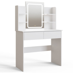 GFW Sadie 2 Drawer 4 Shelf White Dressing Table with LED Mirror - Size: 135 x 90 x 40cm - Wilko - thumbnail 3