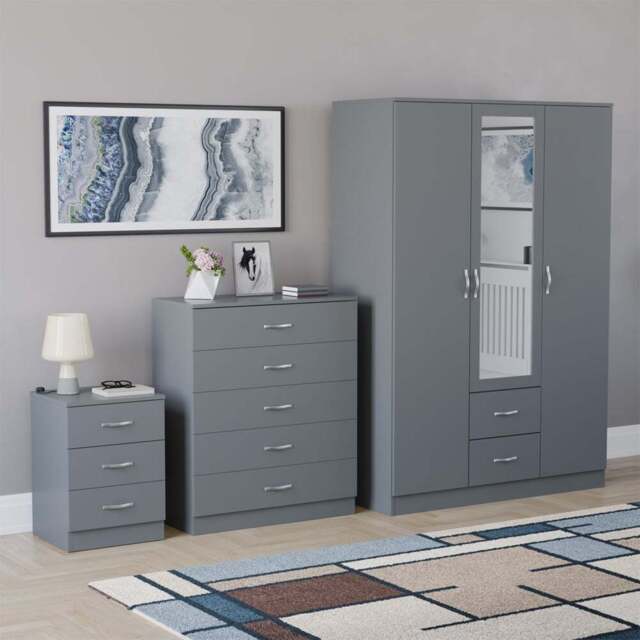 Vida Designs Riano Grey 3 Piece Bedroom Furniture Set - Wilko - image 1