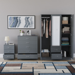 Vida Designs Riano Grey 3 Piece Bedroom Furniture Set - Wilko - thumbnail 4