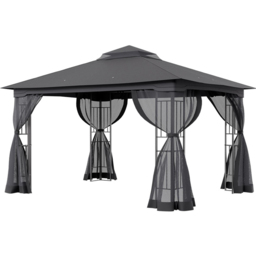 Living and Home 4 x 3m Garden Gazebo with Curtains - Grey - Wilko - thumbnail 3