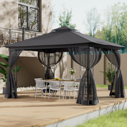 Living and Home 4 x 3m Garden Gazebo with Curtains - Grey - Wilko - thumbnail 1