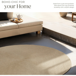 tectake Round Easy Care Rug - Size: 0.5 x 160 x 160cm - Brown - Wilko - thumbnail 7