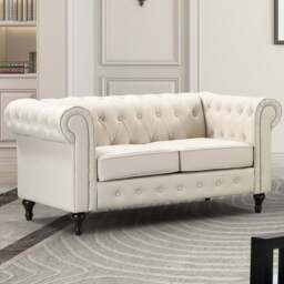 Richland 2 Seater Cream Leather Sofa - Artemis Home - Wilko - thumbnail 1