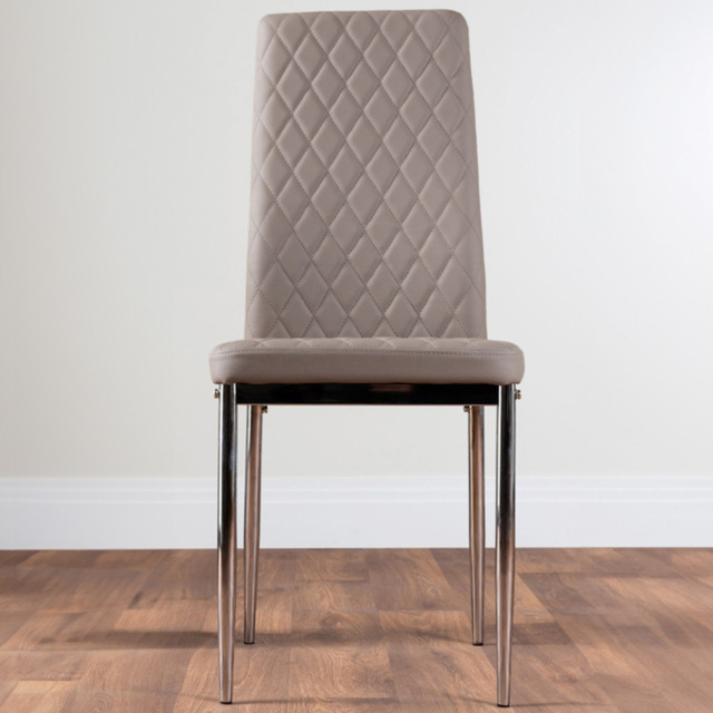 Furniturebox Valera Set of 6 Cappuccino and Chrome Faux Leather Dining Chair - Brown - Wilko - image 1