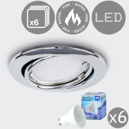 ValueLights Chrome Tiltable Warm White LED Ceiling Downlight 6 Pack - Silver - Wilko - thumbnail 5