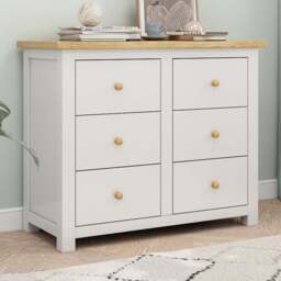 Cabinet Bits Maggiori 6 Drawer White Wood Knob Chest of Drawers - Wilko - thumbnail 1