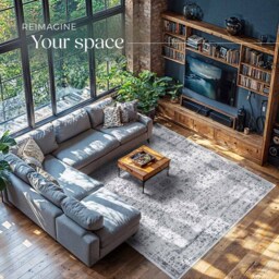 tectake Aliya Washable Rug 340 x 240cm - Size: 0.6 x 240 x 340cm - Grey - Wilko - thumbnail 5