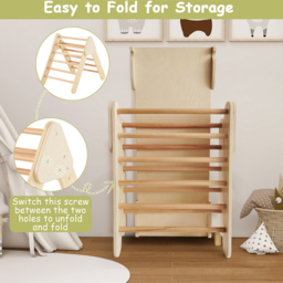 Costway Montessori Kids Natural Wooden Climbing Triangle Set - Size: 109.2 x 53.3 x 15.24cm - Cream - Wilko - thumbnail 4