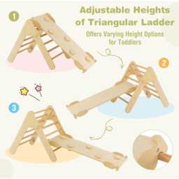 Costway Montessori Kids Natural Wooden Climbing Triangle Set - Size: 109.2 x 53.3 x 15.24cm - Cream - Wilko - thumbnail 6