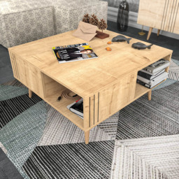 Decorotika Ronas Single Shelf Sapphire Oak Square Coffee Table - Size: 46.5 x 89.6 x 89.6cm - Multi - Wilko - thumbnail 4