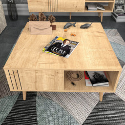 Decorotika Ronas Single Shelf Sapphire Oak Square Coffee Table - Size: 46.5 x 89.6 x 89.6cm - Multi - Wilko - thumbnail 6