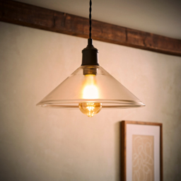 ValueLights Tapered Dome Clear Glass Pendant Lamp Shade - Size: 14.5 x 30 x 30cm - Silver - Wilko - thumbnail 3