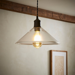 ValueLights Tapered Dome Clear Glass Pendant Lamp Shade - Size: 14.5 x 30 x 30cm - Silver - Wilko - thumbnail 7