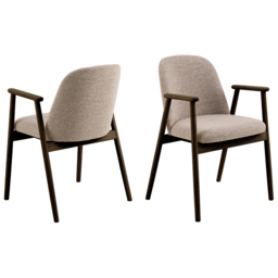 Florence Leo Set of 2 Beige Monza Fabric Dining Chair with Armrest - Cream - Furniture To Go - Wilko - thumbnail 3