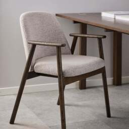Florence Leo Set of 2 Beige Monza Fabric Dining Chair with Armrest - Cream - Furniture To Go - Wilko - thumbnail 1