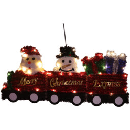 Christmas Tinsel Train Decoration with LED Red - Sleigh Bells Ring - Wilko - thumbnail 5