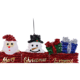 Christmas Tinsel Train Decoration with LED Red - Sleigh Bells Ring - Wilko - thumbnail 3