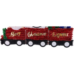 Christmas Tinsel Train Decoration with LED Red - Sleigh Bells Ring - Wilko - thumbnail 4
