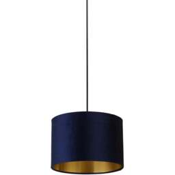 Lighting Collection Navy Gold Inner Velvet Drum Shade 30cm - Size: 20 x 30 x 30cm - Blue - Wilko