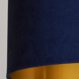 Lighting Collection Navy Gold Inner Velvet Drum Shade 30cm - Size: 20 x 30 x 30cm - Blue - Wilko - thumbnail 5