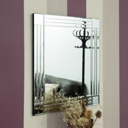 Milton Square Corner Bevelled All Glass Mirror 68 x 58cm - Black - MirrorOutlet - Wilko - thumbnail 3
