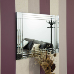 Milton Square Corner Bevelled All Glass Mirror 68 x 58cm - Black - MirrorOutlet - Wilko - thumbnail 7