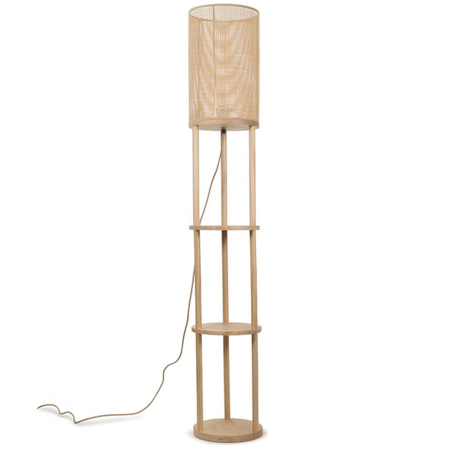 ValueLights Elsa Wooden 3 Shelf LED Floor Lamp - Cream - Wilko - image 1