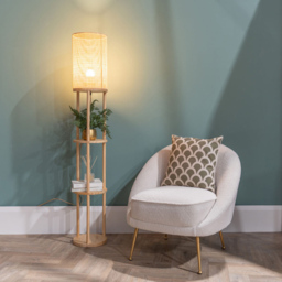 ValueLights Elsa Wooden 3 Shelf LED Floor Lamp - Cream - Wilko - thumbnail 3