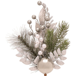 The Christmas Gift Co Pine and Bauble Stem Decoration - Size: 40.6 x 12 x 23.5cm - Green - The Christmas Gift Co. - Wilko - thumbnail 3