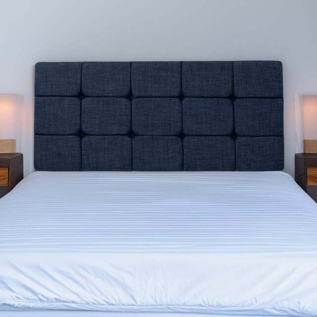 Bedmaster Small Double Midnight Linen Pearl Squared Headboard - Blue - Wilko - image 1