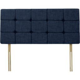 Bedmaster Small Double Midnight Linen Pearl Squared Headboard - Blue - Wilko - thumbnail 3