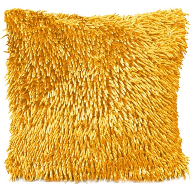 Velosso Ochre Shaggy Chenille Filled Cushion 43 x 43cm 2 Pack - Yellow - Wilko - image 1