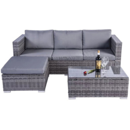 Outdoor Living Dunham Rattan 4 Seater Garden Dining Set Grey - Wilko - thumbnail 3
