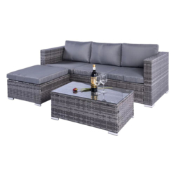 Outdoor Living Dunham Rattan 4 Seater Garden Dining Set Grey - Wilko - thumbnail 7
