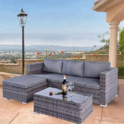 Outdoor Living Dunham Rattan 4 Seater Garden Dining Set Grey - Wilko