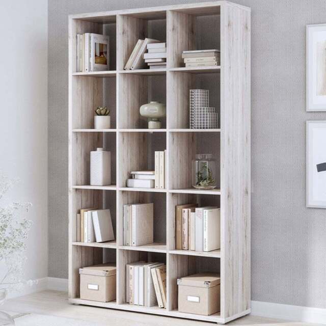 Florence Mauro Multi Shelf Sand Oak Bookshelf - Size: 15 Shelf - Brown - Wilko - image 1