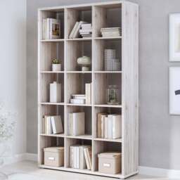 Florence Mauro Multi Shelf Sand Oak Bookshelf - Size: 15 Shelf - Brown - Wilko