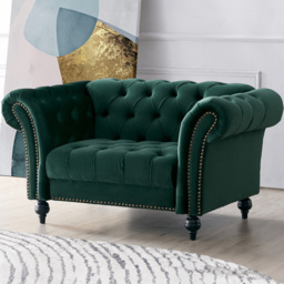 Home Detail Mayfair Green Velvet Curved Sofa Chair - Size: Single - Wilko - thumbnail 1