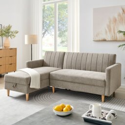 Lennox Corner Sofa Bed with Storage Grey - Size: 3 Seater - Wilko