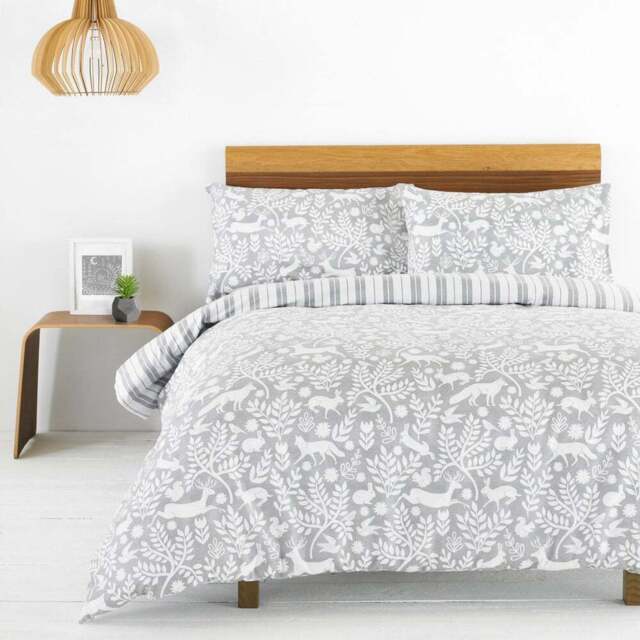 furn. Skandi Woodland Single Grey Brushed Cotton Duvet Set - Wilko - image 1