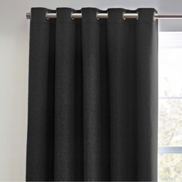 furn. Dawn Black Textured Blackout Eyelet Curtains 117 x 183cm - Size: 183 x 117 x 1cm - Wilko - thumbnail 3