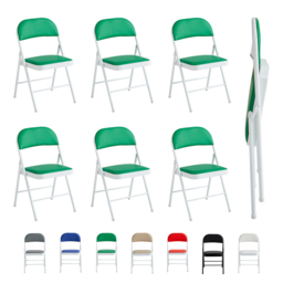 Set of 6 Green Padded Folding Metal Dining Chairs - MCC - Wilko - thumbnail 3