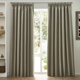 furn. Dawn Natural Blackout Pencil Pleat Curtains 229 x 229cm - Size: W 229 x D 229cm - Brown - Wilko - thumbnail 1
