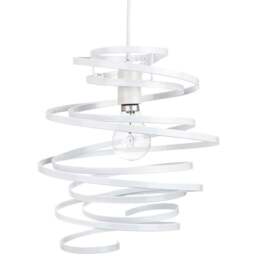 Happy Homewares Contemporary White Gloss Metal Double Ribbon Spiral Swirl Pendant Shade - Size: 35 x 23 x 23cm - Wilko