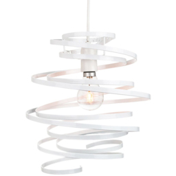 Happy Homewares Contemporary White Gloss Metal Double Ribbon Spiral Swirl Pendant Shade - Size: 35 x 23 x 23cm - Wilko - thumbnail 4