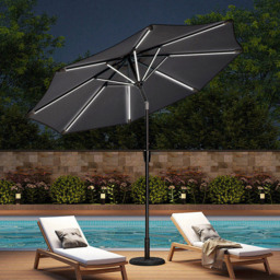 Living and Home Dark Grey Solar LED Crank and Tilt Parasol with Cement Base 3m - Wilko - thumbnail 3