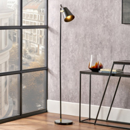 Pacific Lifestyle Theia Black and Brushed Brass Floor Lamp - Wilko - thumbnail 3